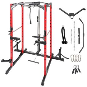 Power Cage, Multi-Function Power Rack with Adjustable Cable Crossover System and More Training Attachment, Weight Cage for Home Gym Power Cage, Multi-Function Power Rack with Adjustable Cable Crossover System and More Training Attachment, Weight Cage for Home Gym